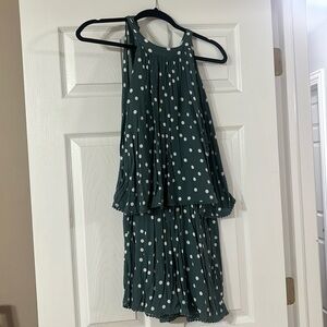 High Neck Polka Dot Romper